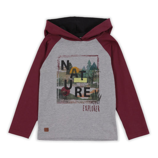 Long-sleeved Nanö hooded T-shirt for boys 2 to 6 years