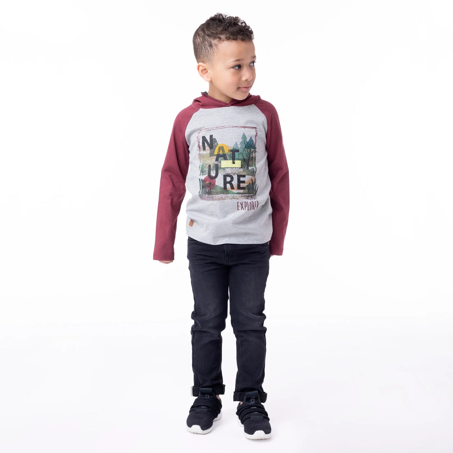 Long-sleeved Nanö hooded T-shirt for boys 2 to 6 years
