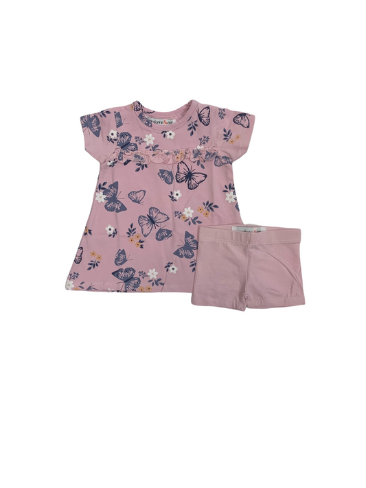 Mandarine&Co pink two-piece set for baby girl 6 to 24 months