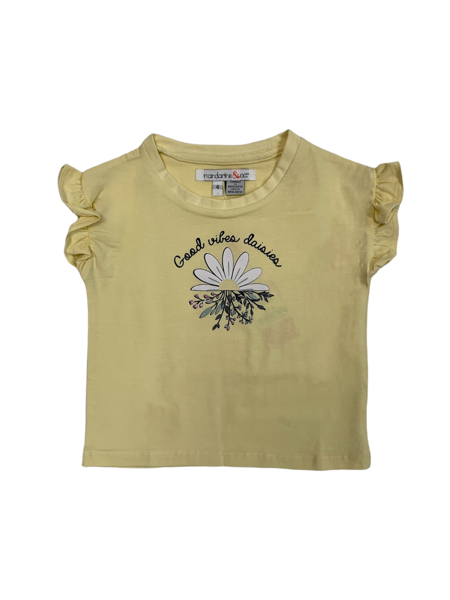 Mandarine&Co yellow T-shirt for girls 2 to 7 years