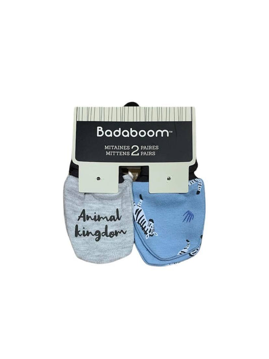 Badaboom baby mittens - blue zebra