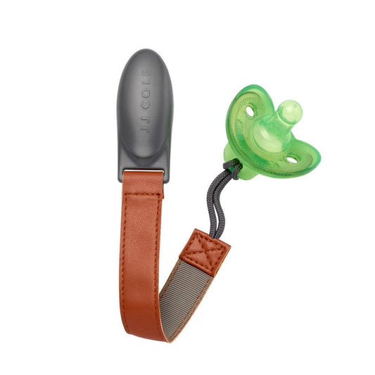 Vegan leather pacifier clip