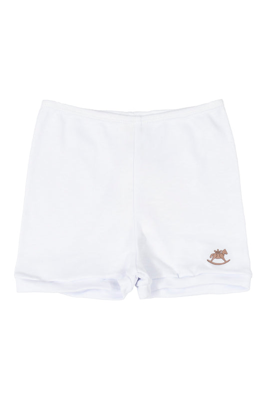 White Cotton Bermuda Shorts, 3 Months to 3 Years - upss21