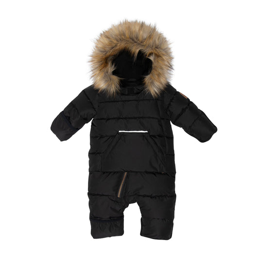 Black puffer One piece snowsuit for baby Deux par deux FW21 