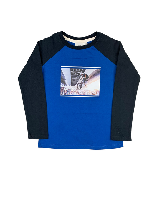 Blue long-sleeved T-shirt MID for boys 2 to 7 years