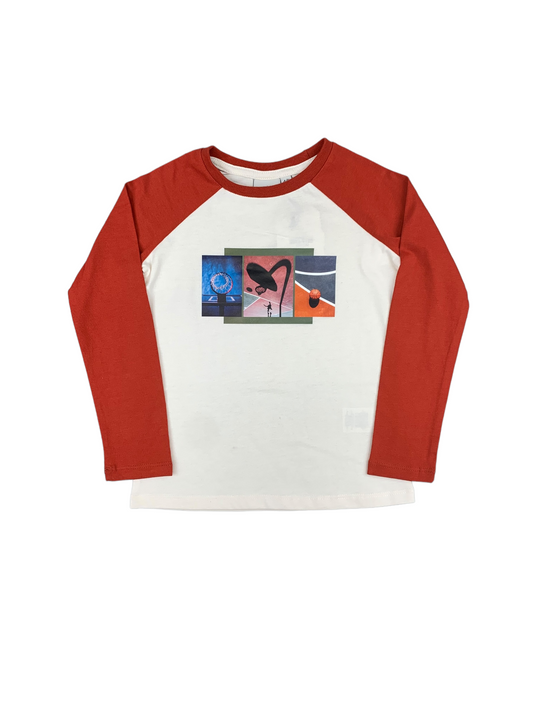 White long-sleeved T-shirt MID for boys 2 to 7 years