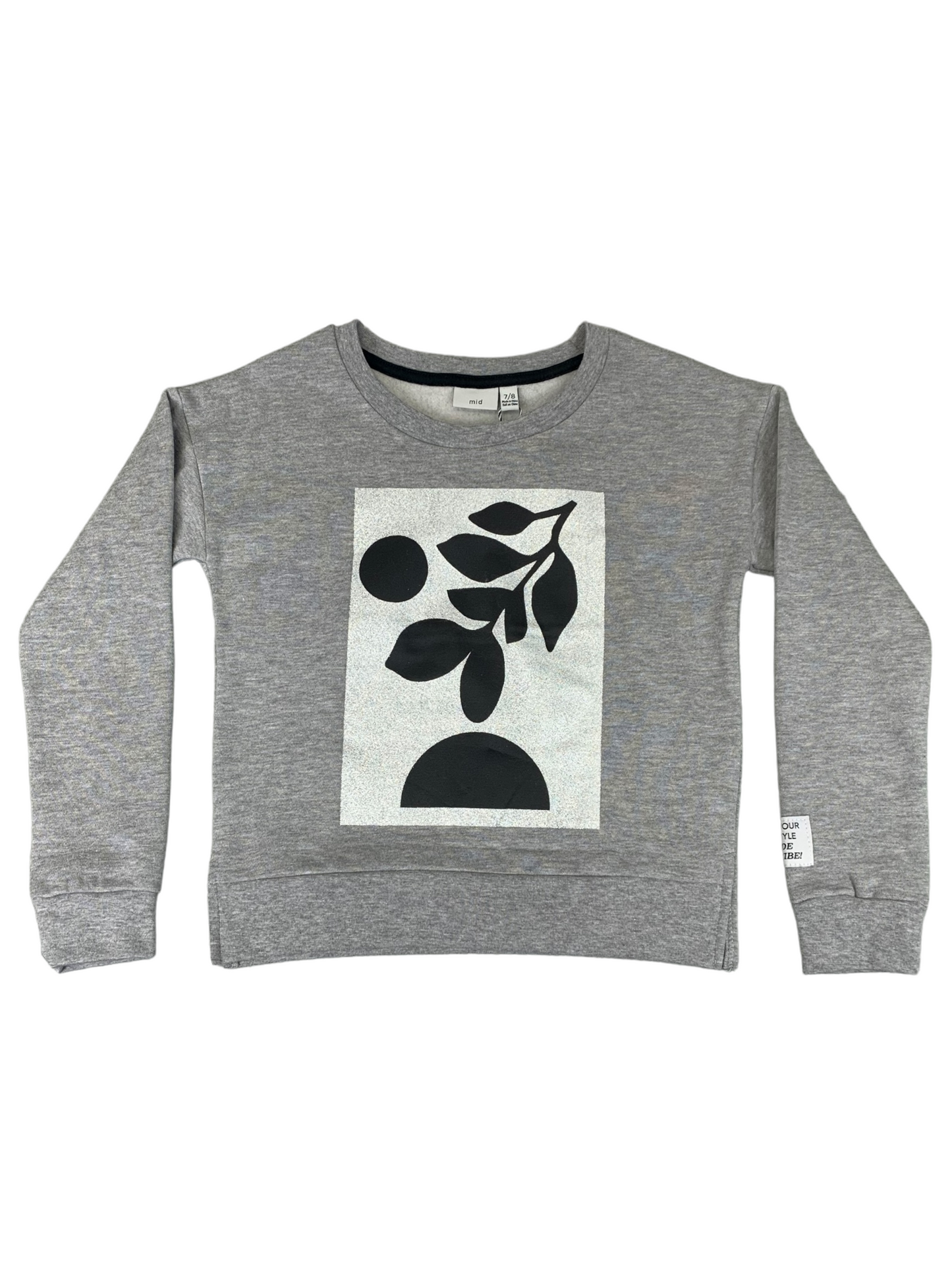 Gray crewneck MID for girls 7 to 14 years