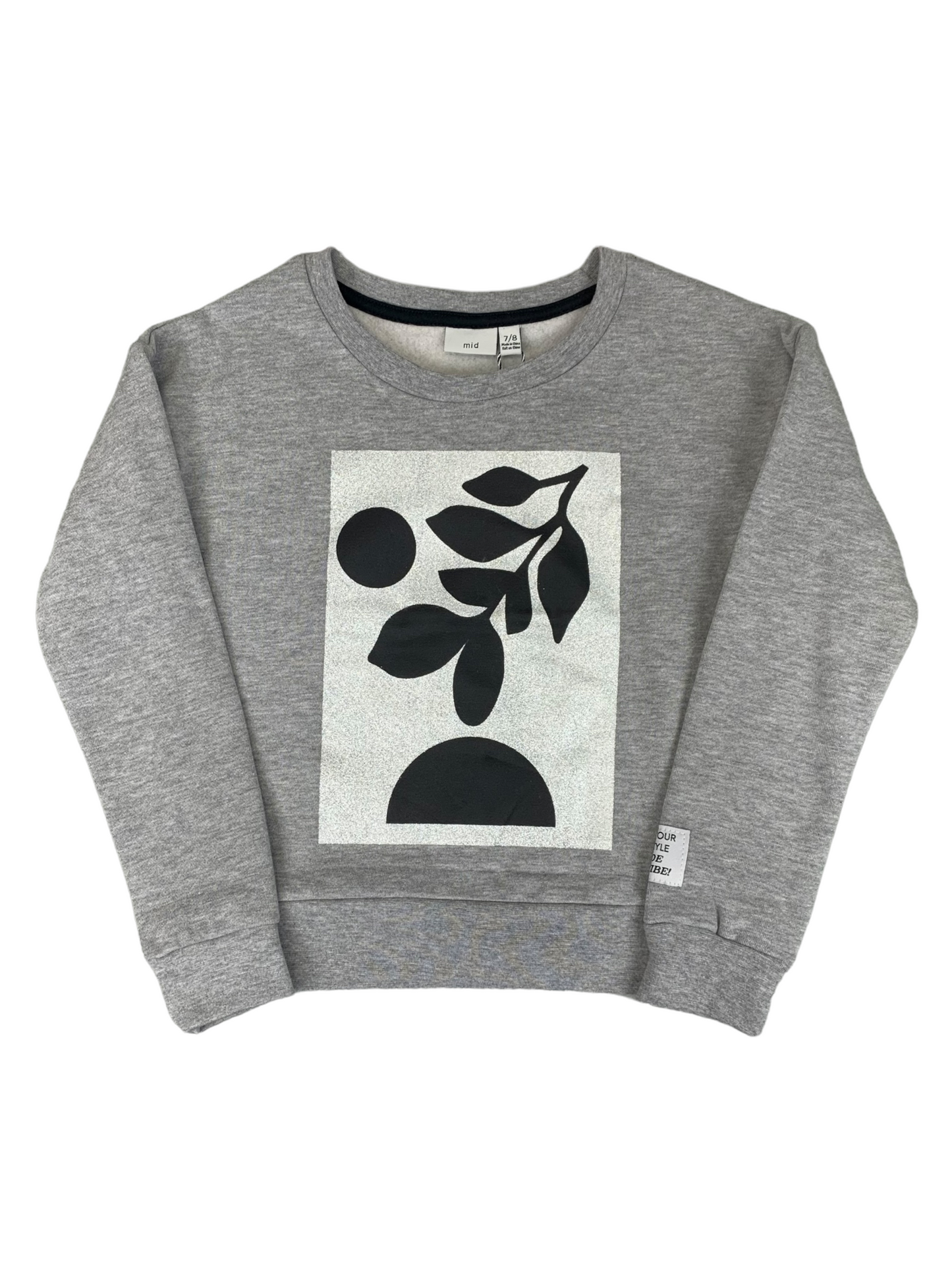 Gray crewneck MID for girls 7 to 14 years