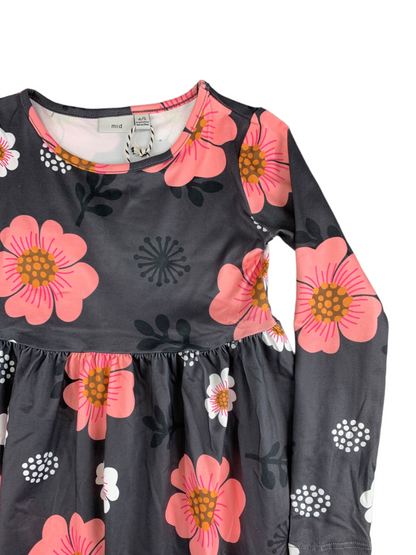 Floral charcoal dress MID for girls 2 to 7 years
