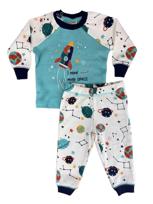 Badaboom Baby Boys' White and Blue Two-Piece Pajama Set