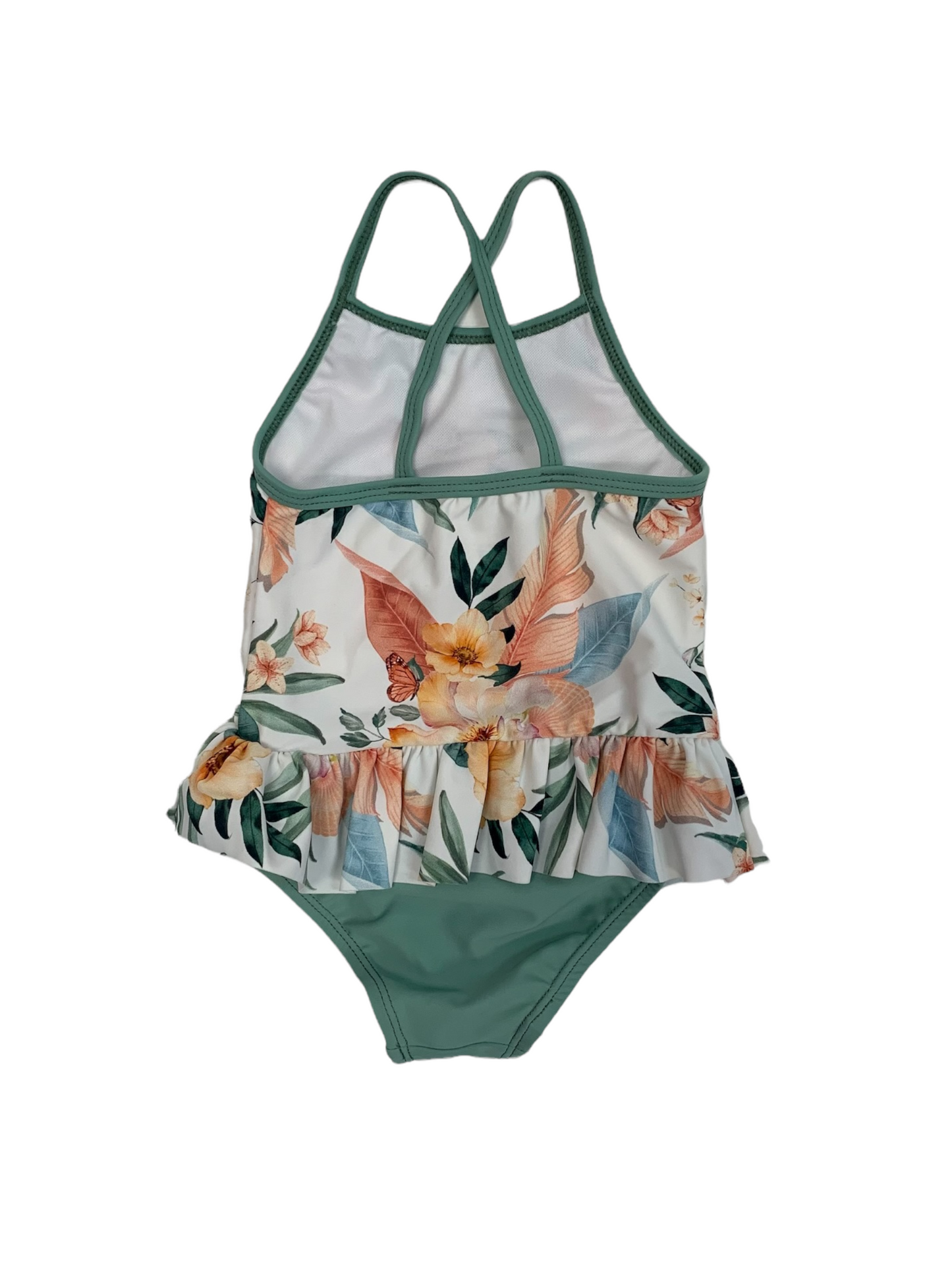 Mandarine&Co white and green one-piece swimsuit for baby girl