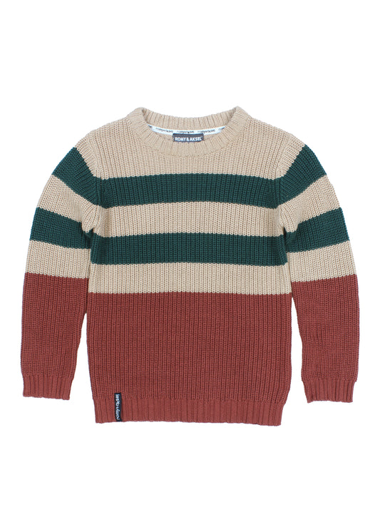 Beige striped knit sweater Romy&Aksel for boys 2 to 8 years