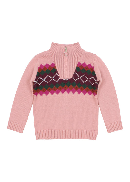 Pink knit sweater Romy&Aksel for girls 2 to 8 years