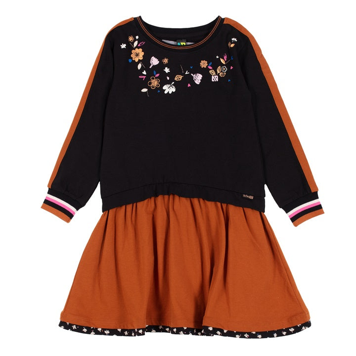 Robe noir et orange Nanö pour fille 2 à 12 ans