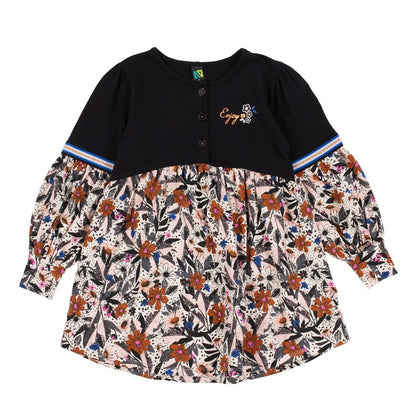 Black and orange dress Nanö for girls 2 to 12 years