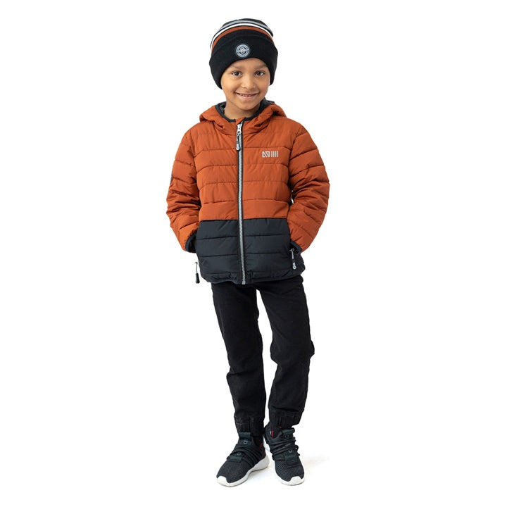 Brown mid-season coat Nanö for baby boy