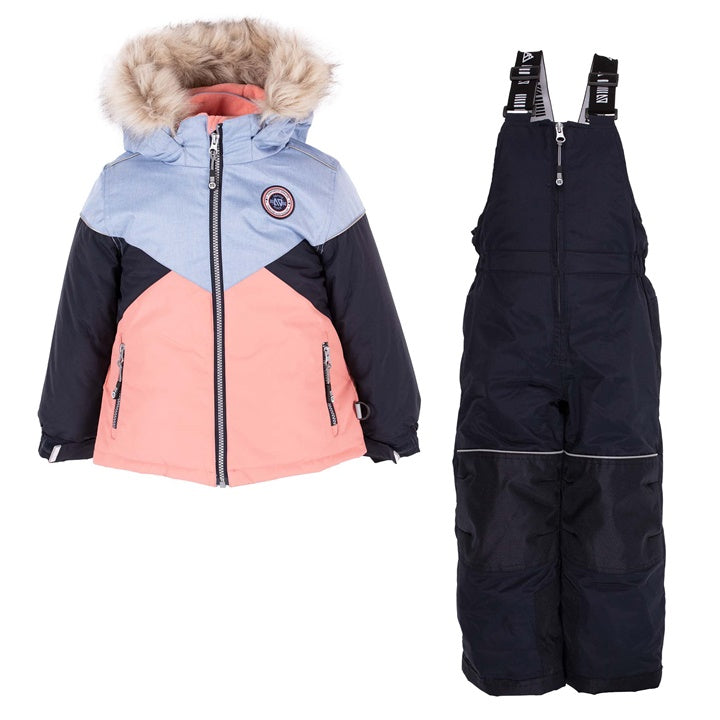 Blue and pink Nan snowsuit for girls 7 to 14 years